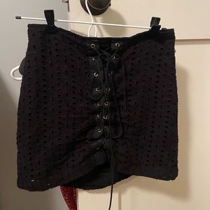 Lulu’s lace tie-up skirt.
